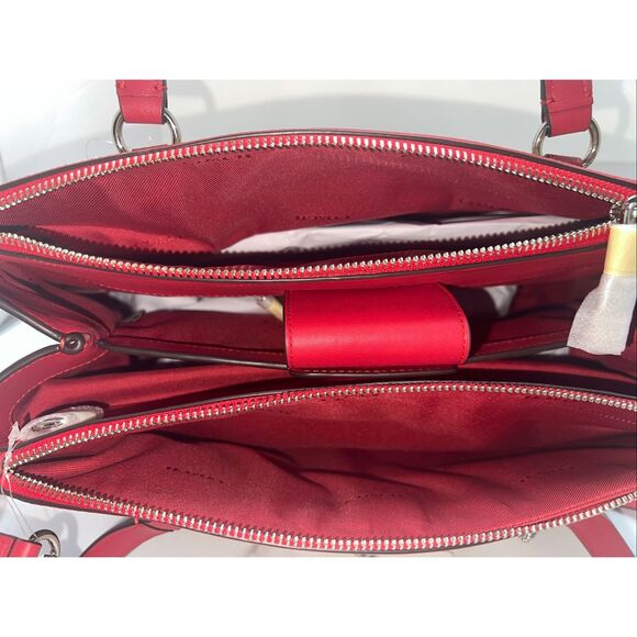 🔥🎁NWT! Coach STANTON Carryall Handbag Sig Canvas Khaki/True Red Msrp:$375.00 - Picture 5 of 8